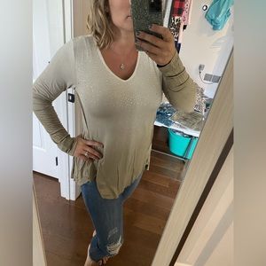 NWT vocal tan ombre rhinestone long sleeve top